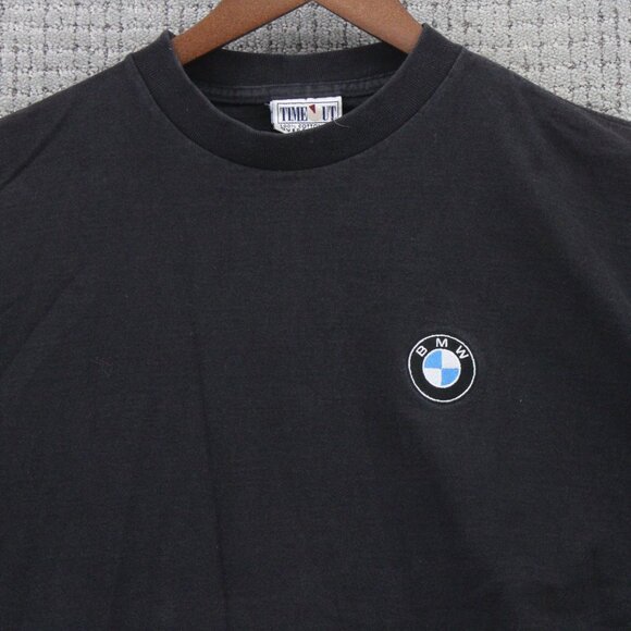 Vintage Time Out Shirt Mens Medium M Black Faded Crewneck BWM Logo Embroidered - Picture 5 of 9